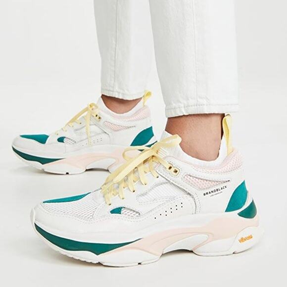 Brandblack Saga Chunky Dad Sneakers in Green, Pink and White Size 4 - Picture 3 of 16